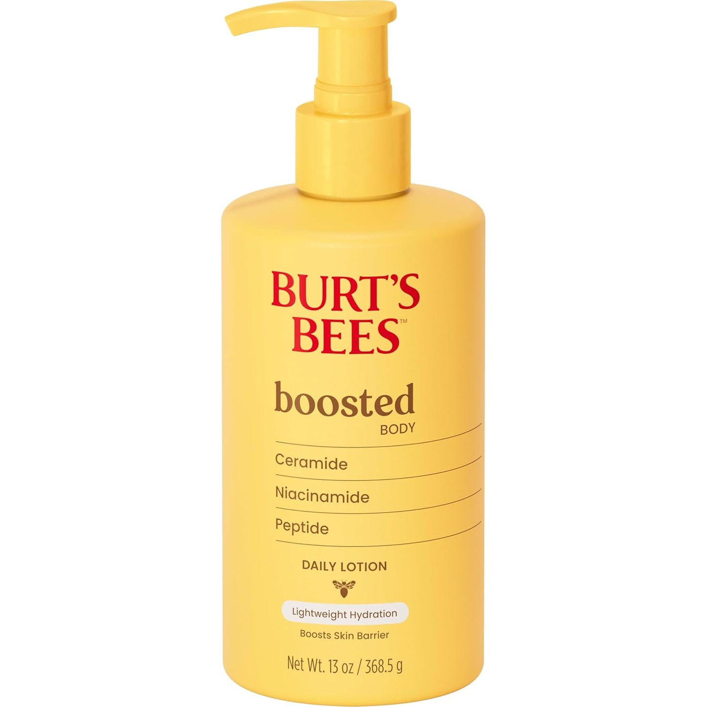 Burt's Bees Boosted Body Lotion, With a Ceramide, Niacinamide and Peptide Complex, Lightweight Daily Lotion Helps Boost Skin Barrier, Tropical Scented, 13 oz. Bottle