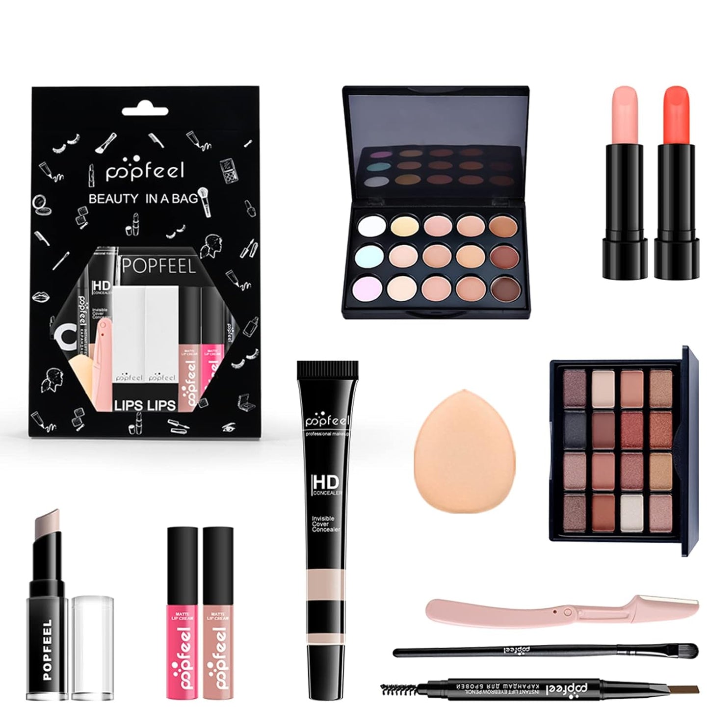 All-in-one Holiday Make up Gift Set | Makeup Kit for Women Full Kit Essential Starter Bundle Include Eyeshadow Palette Lipstick Blush Foundation Concealer Face Powder Mascara Lipgloss Brush