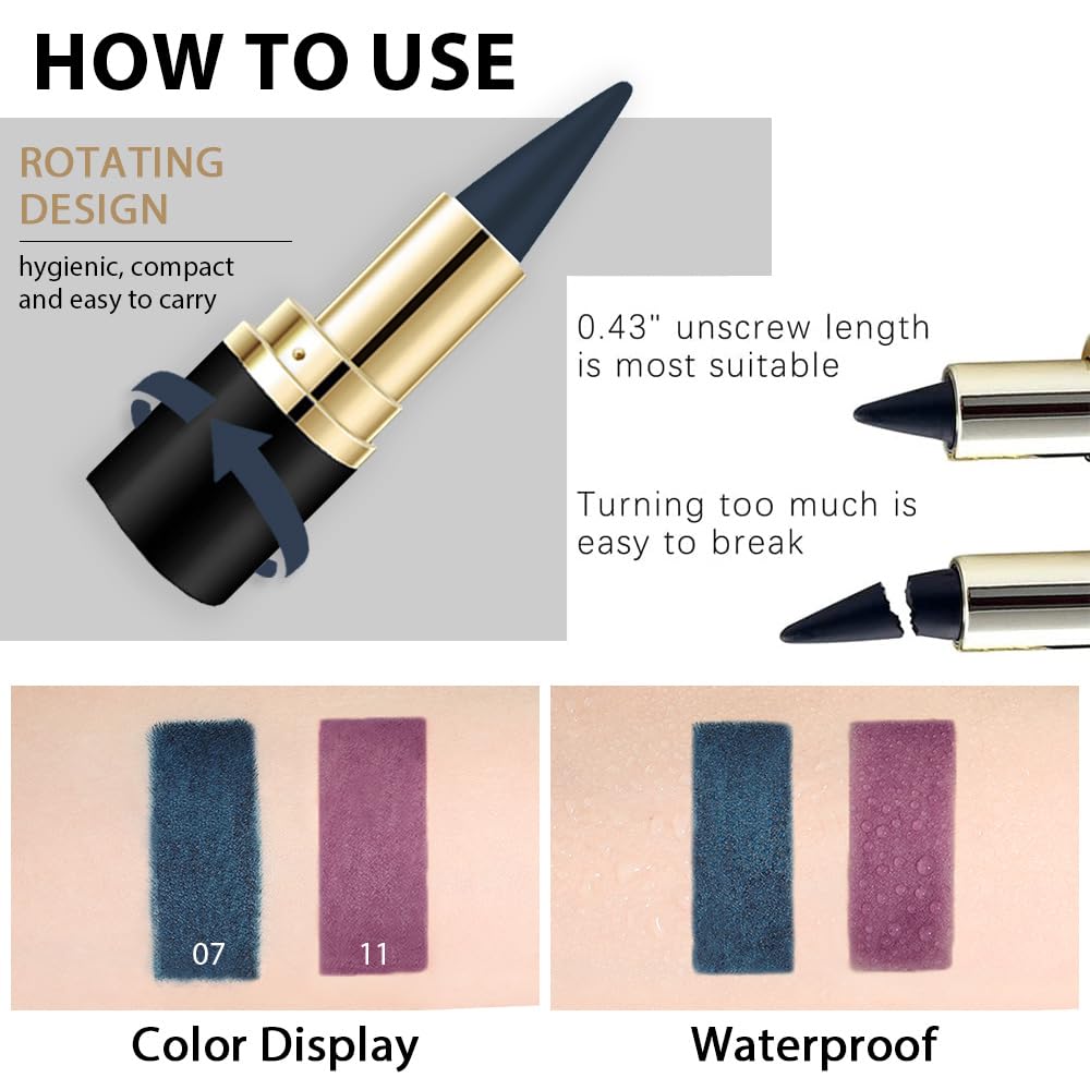 Kaely 2Pcs Dark Blue Purple Gel Eyeliner Pencils Set,Waterproof Color Colored Eye Liner Crayon,Cat Eye Stencil Gothic Halloween Makeup,Face Paint Eye Black Stick,delineadores de colores para ojos