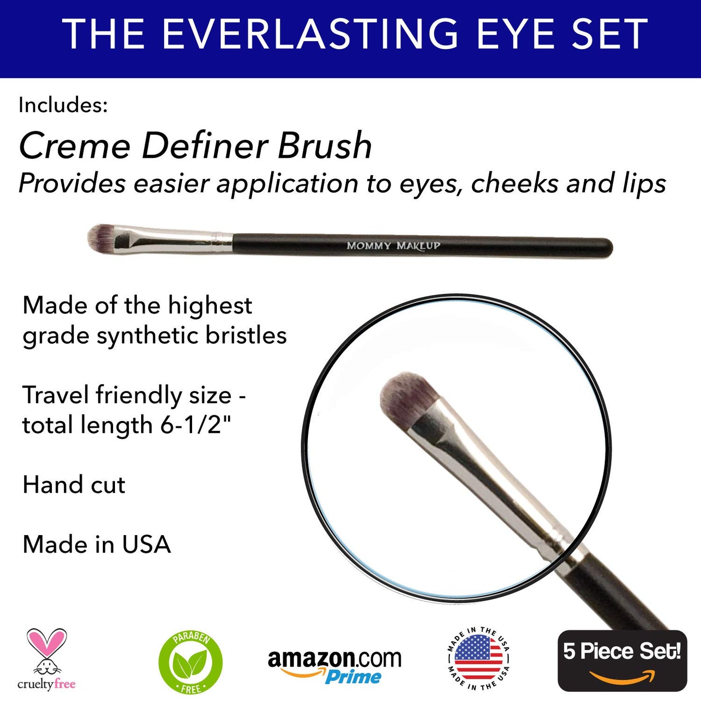 The Everlasting Eye 5 Piece Waterproof Makeup Set. Gel Eyeliner, Creme Eyeshadow, 2 brushes and Mesh Bag. Paraben-free, Talc-free, Cruelty-free. Elsa/Blue Angel 1112