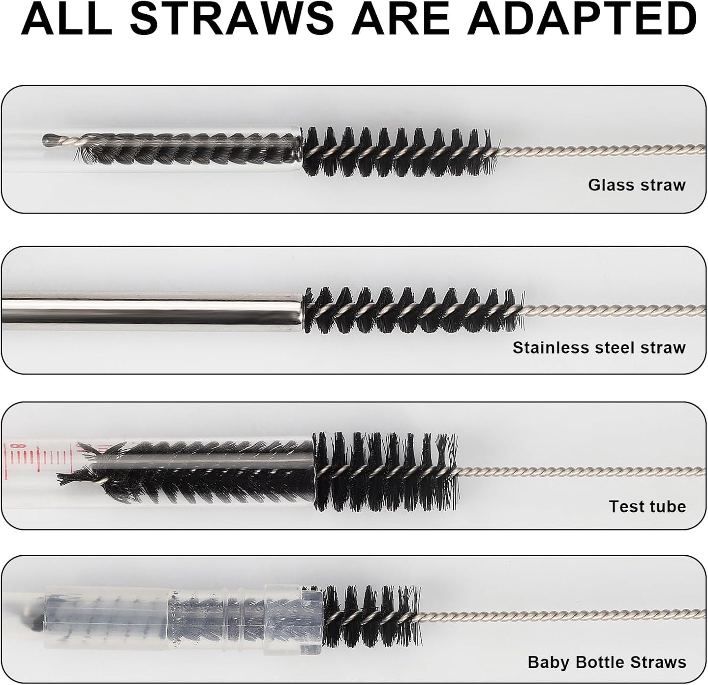 Straw Cleaner Brush Set, 12 Pieces Botthle Cleaning Brush and Nylon Tube Brush Brush, 11.8 Inch Long Cleaning Brush Kit for Water Bottle, Straws on Tumbler, Sippy Cup, Tea Pot Spout