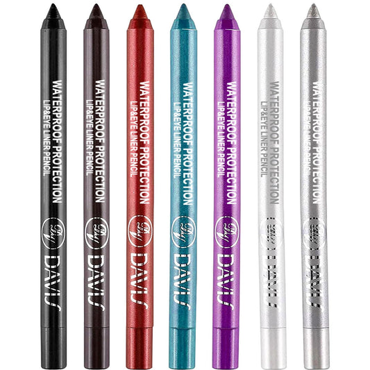 7 Colorful Eyeliner Pen Set, Eye Shadow Pencil, Pearl Eyeliner Kit Metallic Glitter Colored Eye liner for Women Eye&Lip Liner Professional Waterproof Eye Makeup (7PCS A)