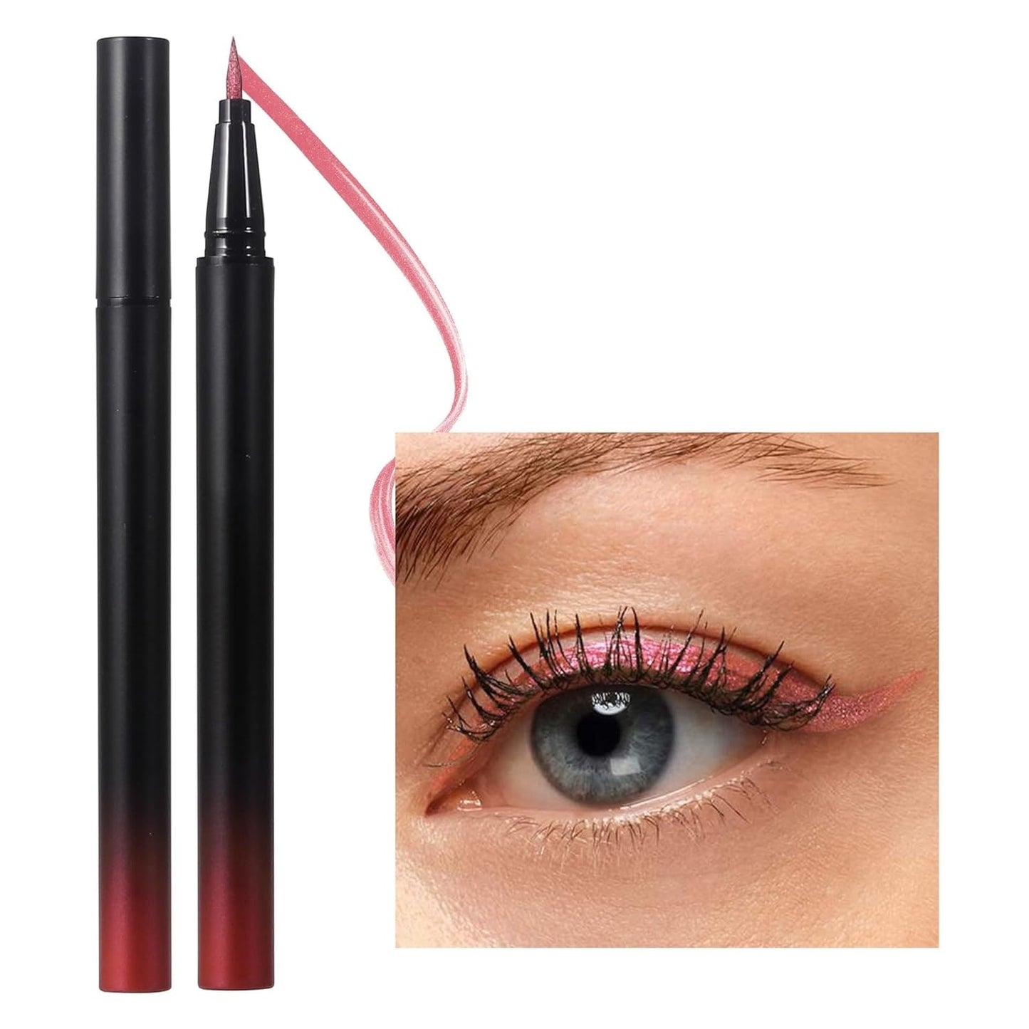waterproof eyeliner metallic satin finish liquid eye liner pencil colorful high pigmented Red