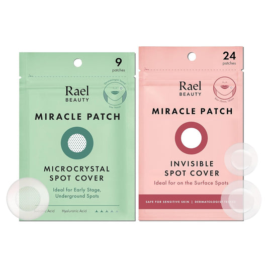 Rael Pimple Patches, Invisible & Microcrystal Spot Cover - Hydrocolloid Acne Patch for Face, Zit and Blemish, Breakouts, Vegan, Korean Skin Care (33 Count)