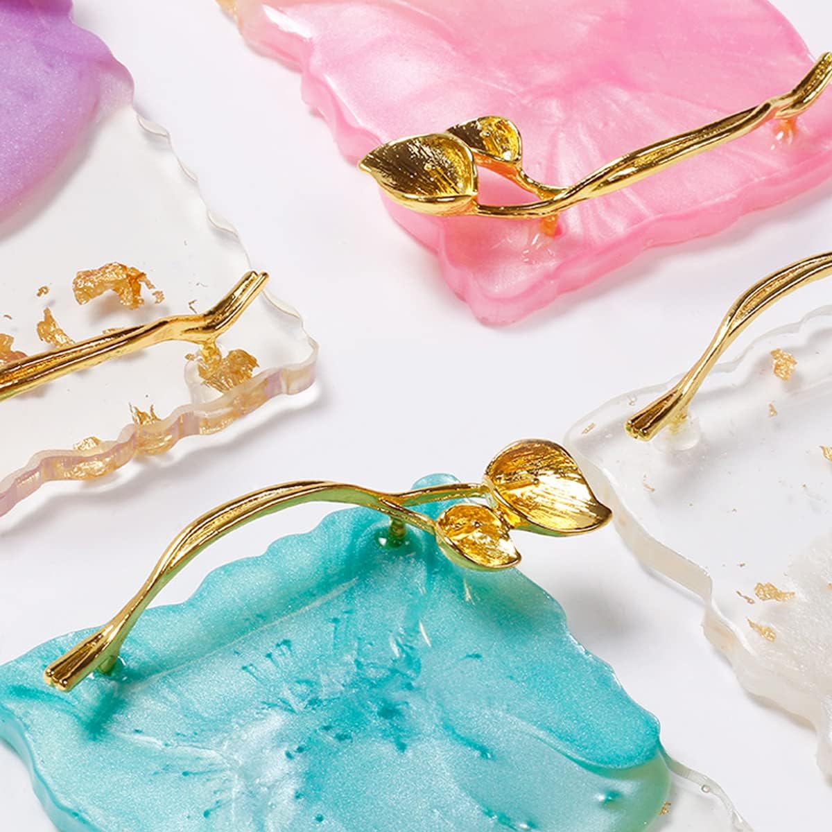 2023 Retro Nail Art Palette, Nail Painting Mixed Color Palette with Leaves Handle, Nail Holder Gel Color Makeup Display Board Pallet (Blue)