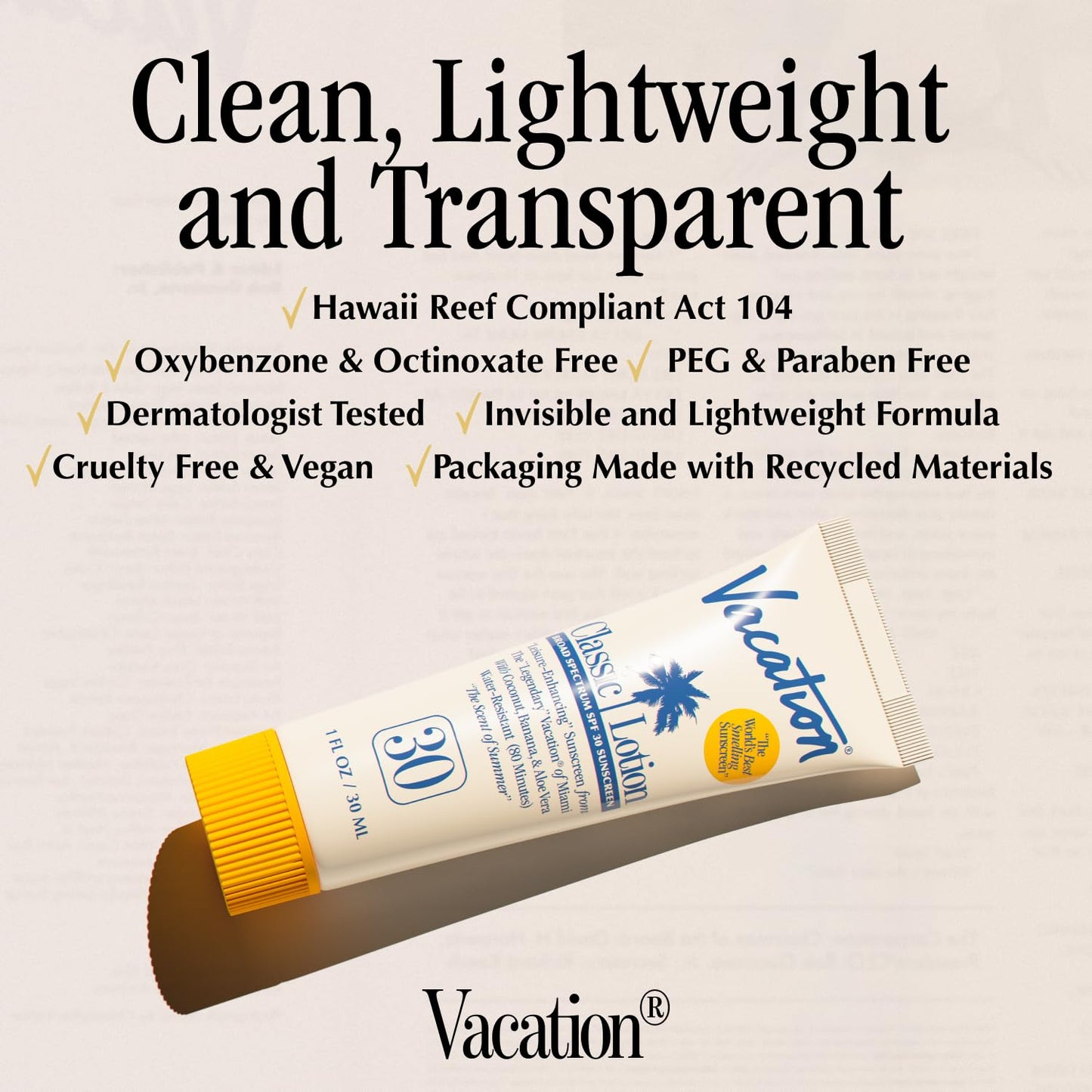 Vacation Mini Classic Sunscreen SPF 30, Water-Resistant, Bulk Suntan Lotion, Bachelorette Party Favors, Beach Must Haves, Traveling Essentials, Travel Size, 1 Fl. Oz. (Value Pack of 12)