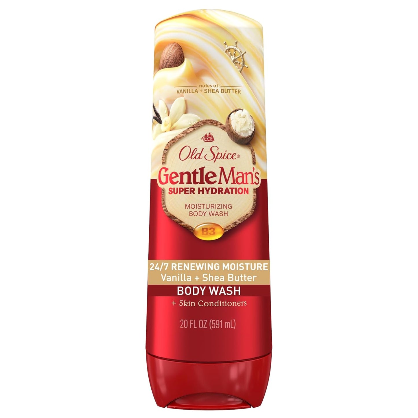 Old Spice Body Wash GentleMan’s Super Hydration for Men, 24/7 Renewing Moisture, Gentle on Skin with Skin Conditioners, Vanilla + Shea Butter Scent, 20 oz