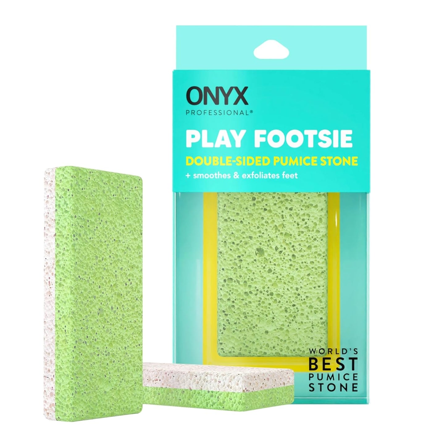 Onyx Professional 2 in 1 Pumice Stone, 100% Siliglass Callus Remover for Feet, Elbows, Knees, Dead Skin, Heels, Hands, Foot File Scrubber Exfoliator Removes Hard, Rough, Dry Skin (2 Pack)
