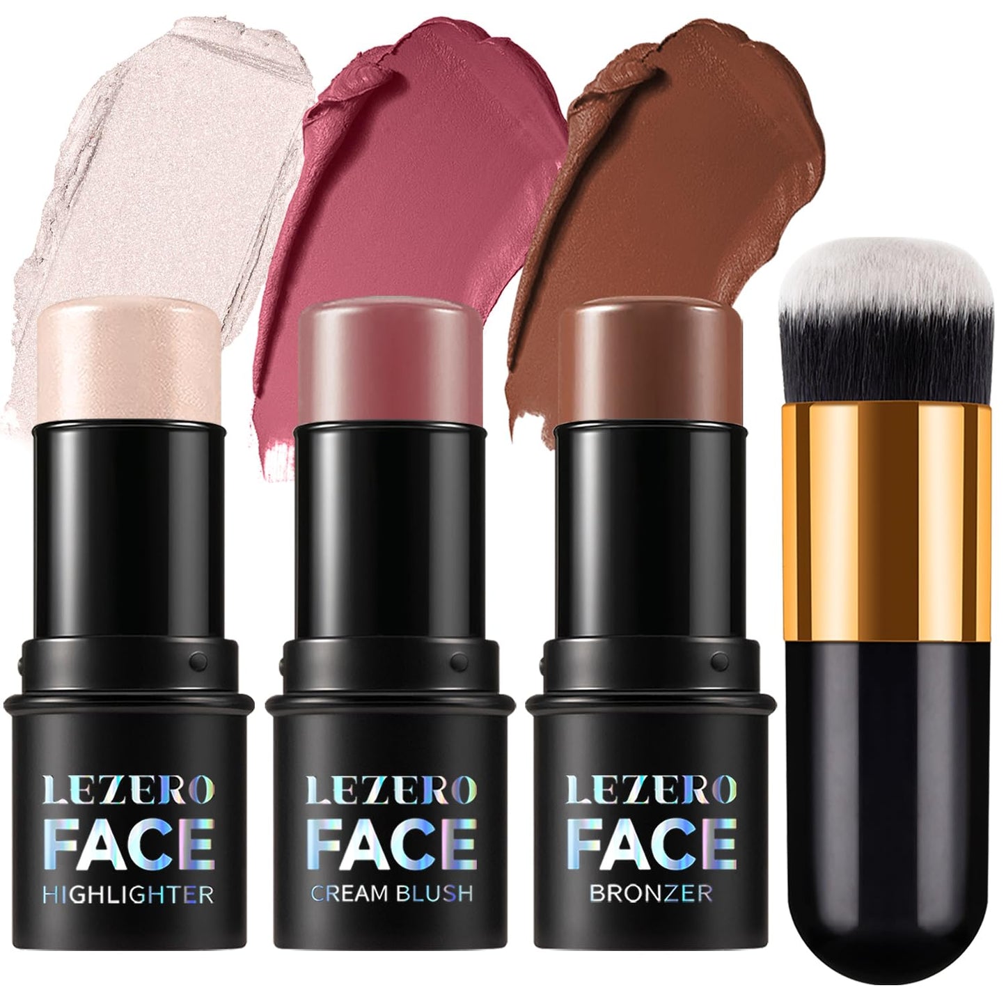 3Pcs Contour Stick Makeup Set, Shades with Highlighter Blush Bronzer Stick Kit for Sculpt the Cheeks and All Skin Type, Longwear Smooth Non-greasy Formula for All Skin Types, #2 NEUTRAL