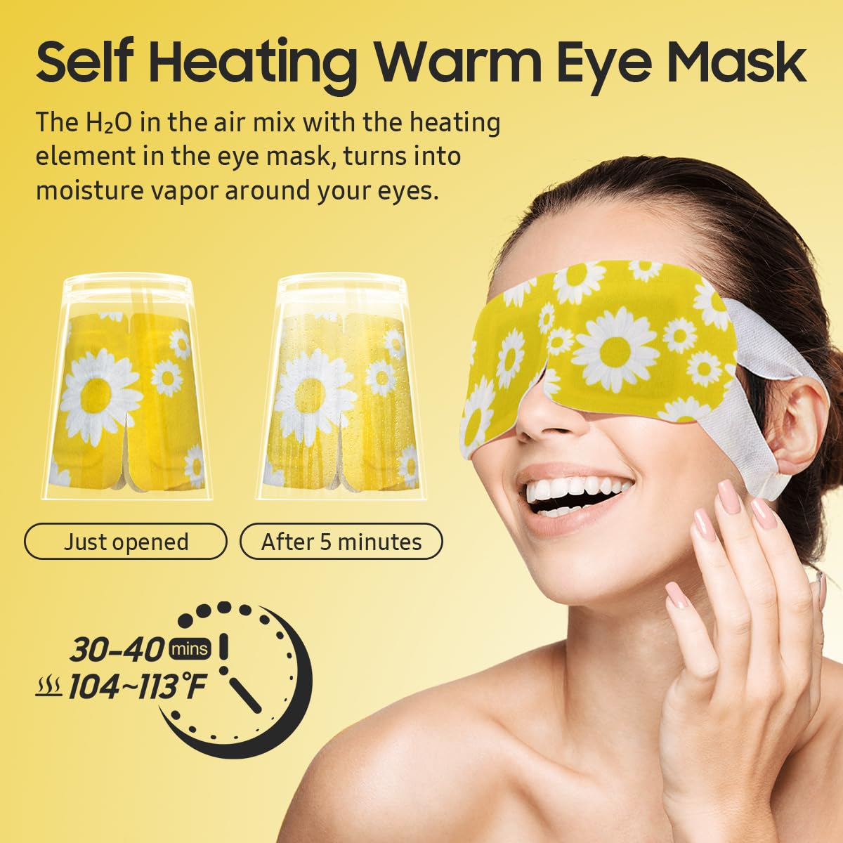 Steam Eye Mask, 10 Packs Heated Eye Mask, Self Heating Disposable SPA Warm Compress for Eyes Sleep Mask, Soothing Moist Heat Eye Masks, Travel Essentials & Relaxation Gifts (Chamomile Scent)