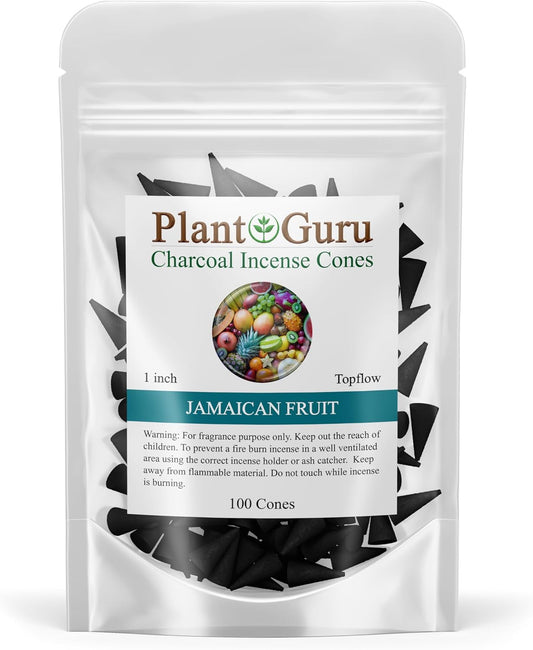 Jamaican Fruit Charcoal Incense Cones 1" TOPFLOW - 100 Pack - Natural Scented Cones Handmade Hand Dipped