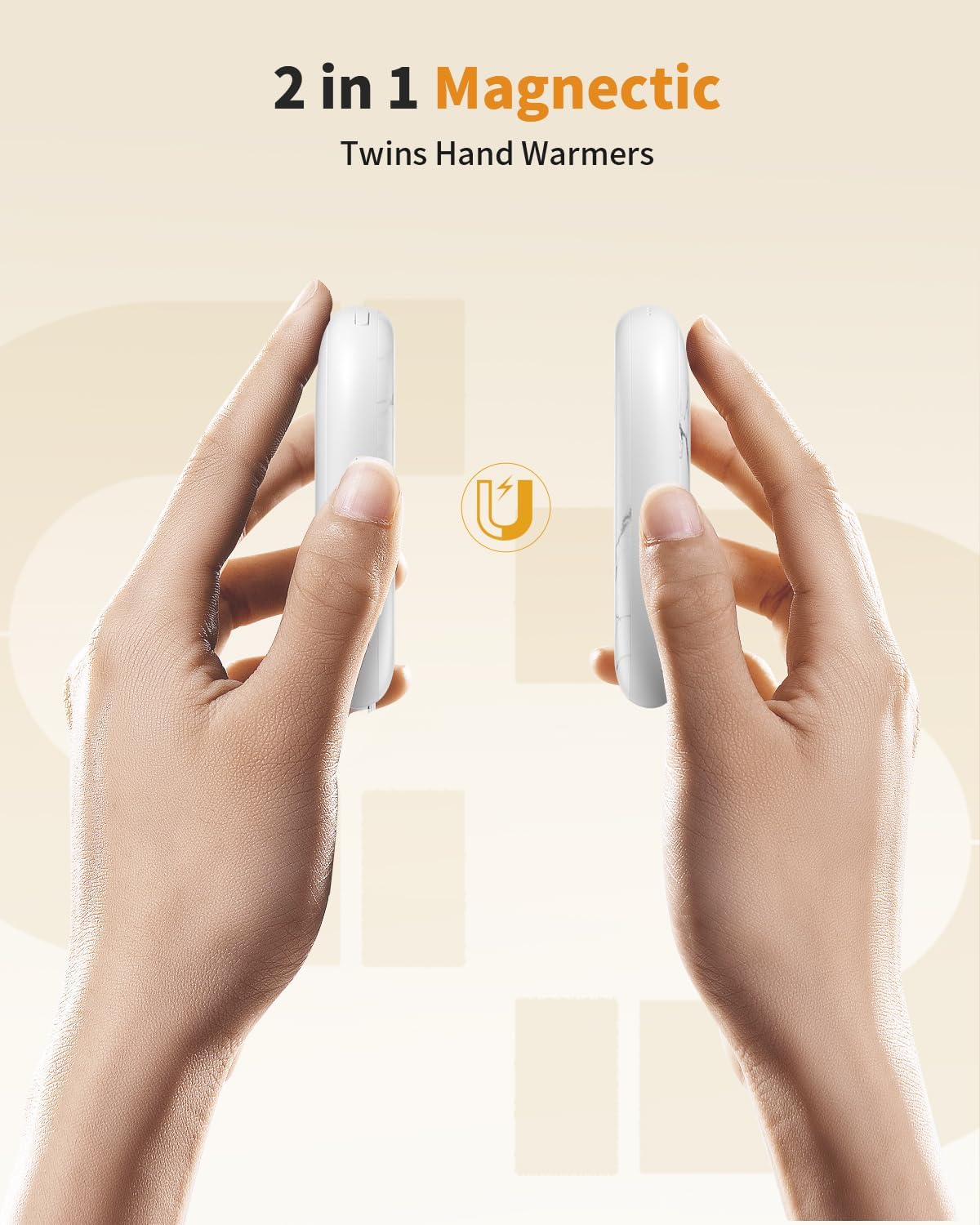 Hand Warmers Rechargeable 2 Pack, AI Temperature Control Electric Handwarmers, Stone Shape Portable Pocket Heater, Great Gift for Christmas Hunting, Golf, Camping Black