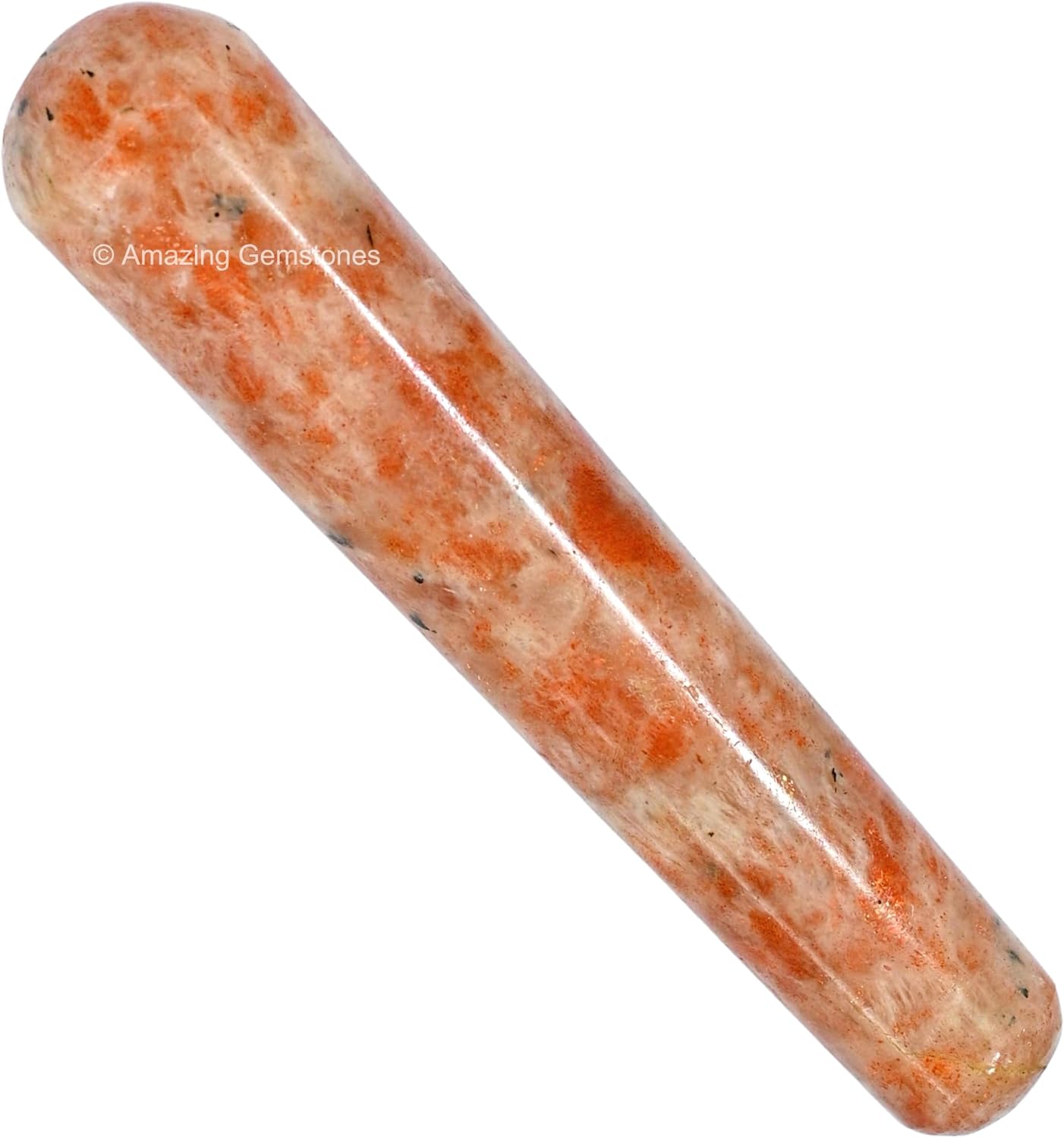 Amazing Gemstone Sunstone Crystal Wand Massage Stick - Pelvic Wand Gua Sha for Adults - Crystals and Healing Stones Massage Wands for Adults Gifts (Smooth)