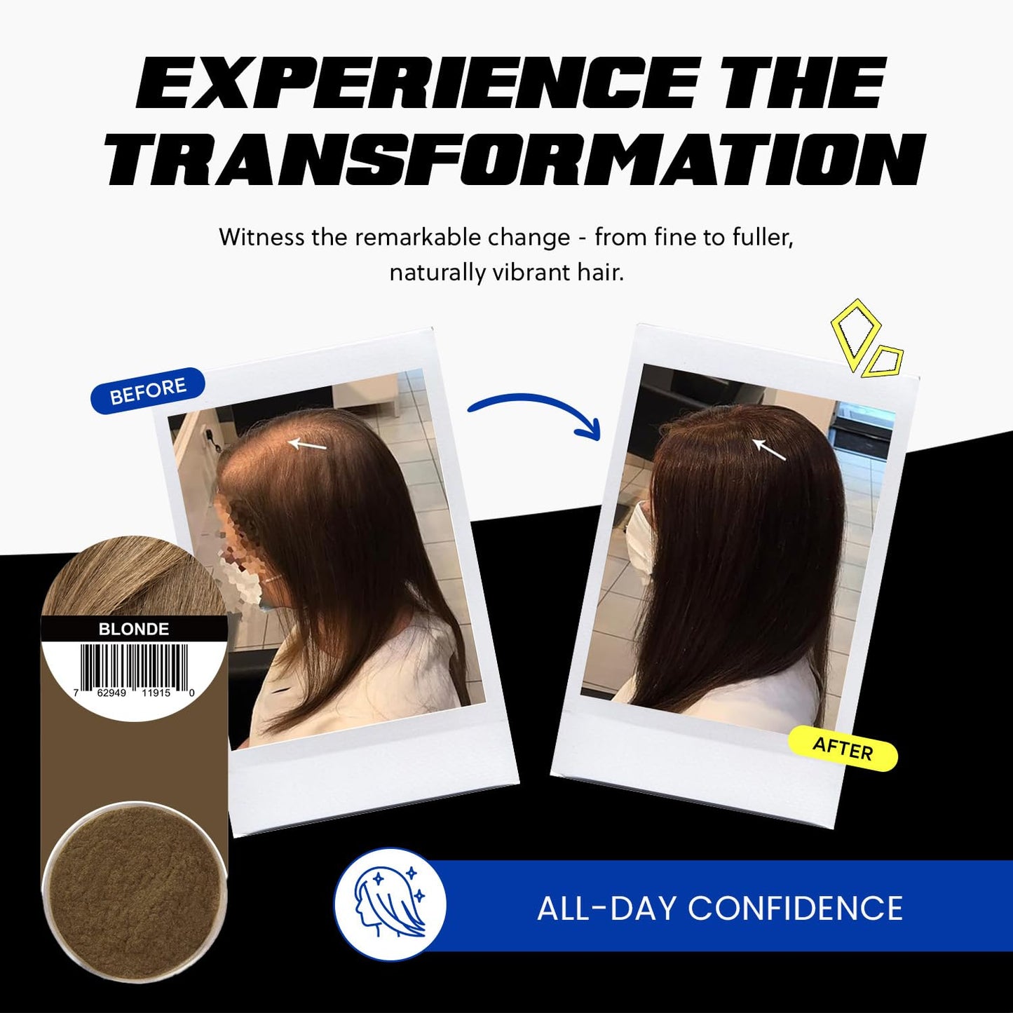 PrimeLook Hair Building Fibers, Luxurious Building Fibers for Thinning Hair, Superior Formula for Men & Women, Instant Volume, Matches Colors (27.5g, Blonde)