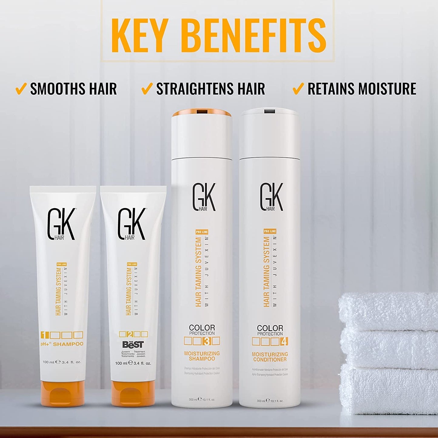 GK HAIR Global Keratin The Best Consumer Box Kit (10.1 Fl Oz/300ml) Smoothing Keratin Treatment Professional Brazilian Complex Blowout Straightening For Silky Smooth & Frizzy Hair