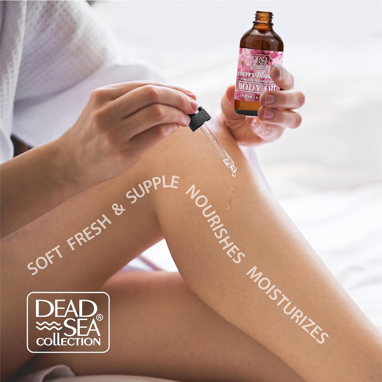 Dead Sea Collection Body Oil for Dry Skin - Cherry Blossom & Vitamin E, A, D Moisturizing Oil - Anti-Aging and Skin Elasticity Support - (4 fl.oz)