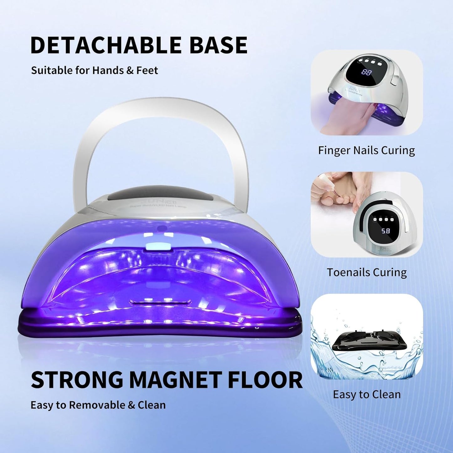 UV Nail Lamp, MIRAGE LAYON 288W UV Light Gel Nail Dryer with 63 Lamp Beads, Auto Sensor and 4 Timers LCD Display, Professional LED UV Lamp for Fingernail and Toenail