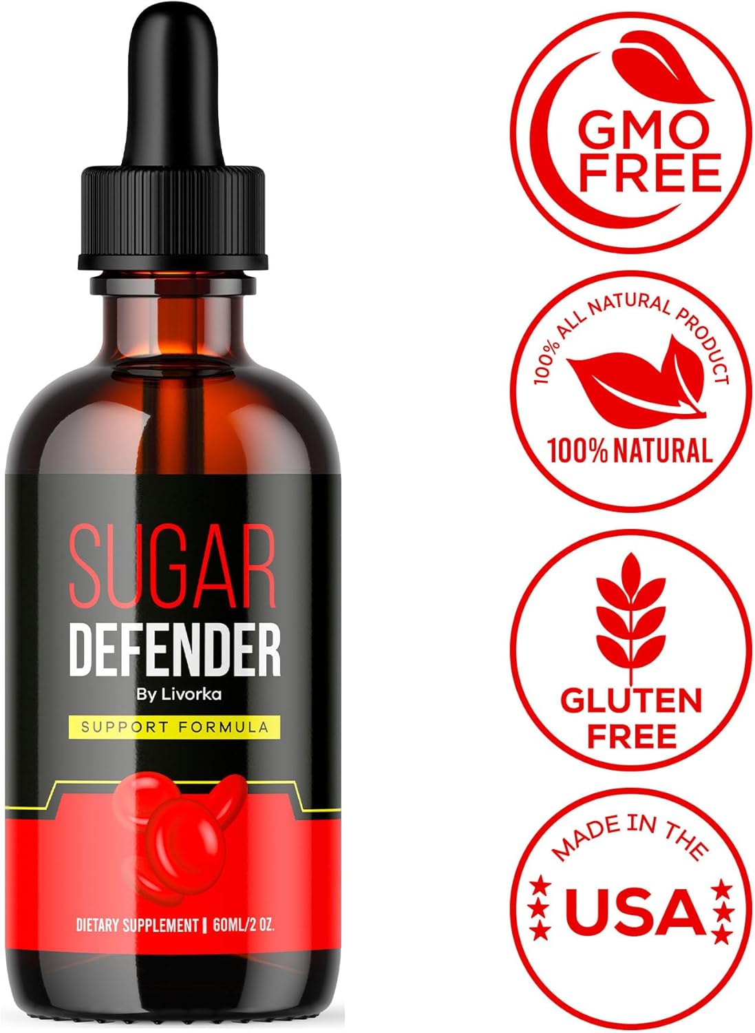Sugar Defender - Sugar Defender Drops, Sugar Defense Super Formula, Sugar Defender 24, Sugar Defender Supplement, Sugar Defender Liquid, Defender Drop, Sugar Metabolism (60 Capsules) -1Pack