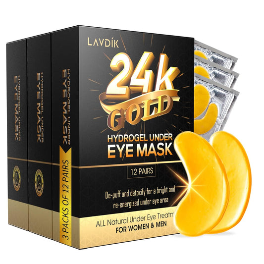 Under Eye Patches, 24K Gold Eye Mask - 36 Pairs, Collagen Eye Patch for Puffy Eyes and Dark Circles and Anti-Aging, Deep Moisturizing Eye Treatment Masks for Women and Men