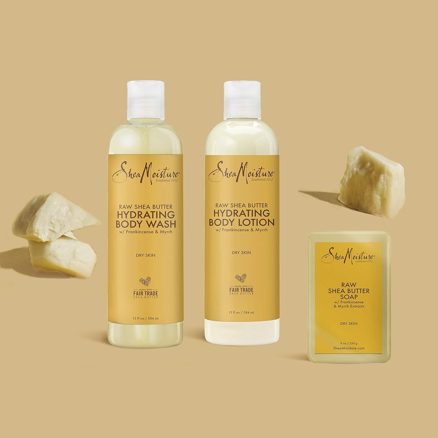 SheaMoisture Hydrating Bath and Body Kit Skin Care Products for Dry Skin Raw Shea Butter Hydrating Pack of 3