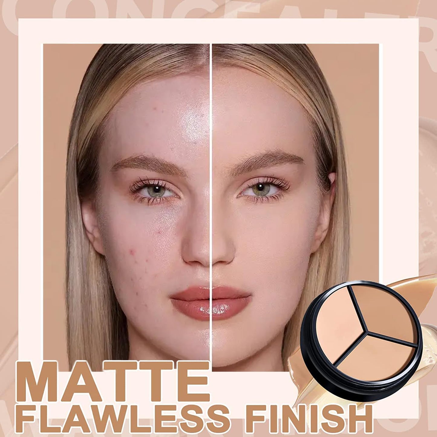 6 Colors Correcting Concealer Palette, Makeup Cream Contour Palette with Brush, Contouring Foundation Highlighting Concealer Palette for Conceals Dark Circles, Redness, Acne, Blemish (E)