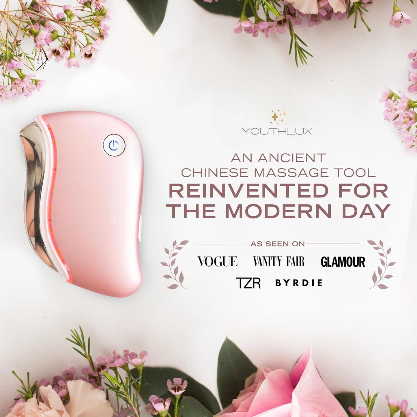 ProSculpt Heated Gua Sha Facial Massager – Electric Guasha Tool for Face Sculpting, Relaxation & Skincare | Soothing Vibration Facial Massage Tool with Contoured Design (Rose Gold)