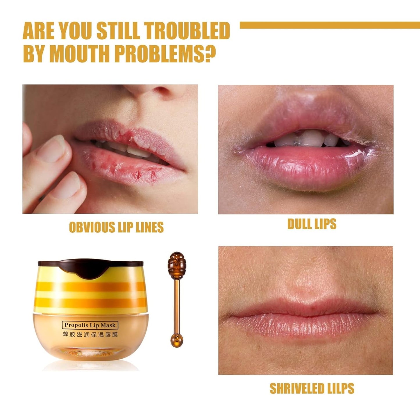 2 Pcs Lip Balm Honey Pot,Honey Propolis Lip Mask Hydrating & Prevention Dry and Cracked Lip Scrubs Exfoliator