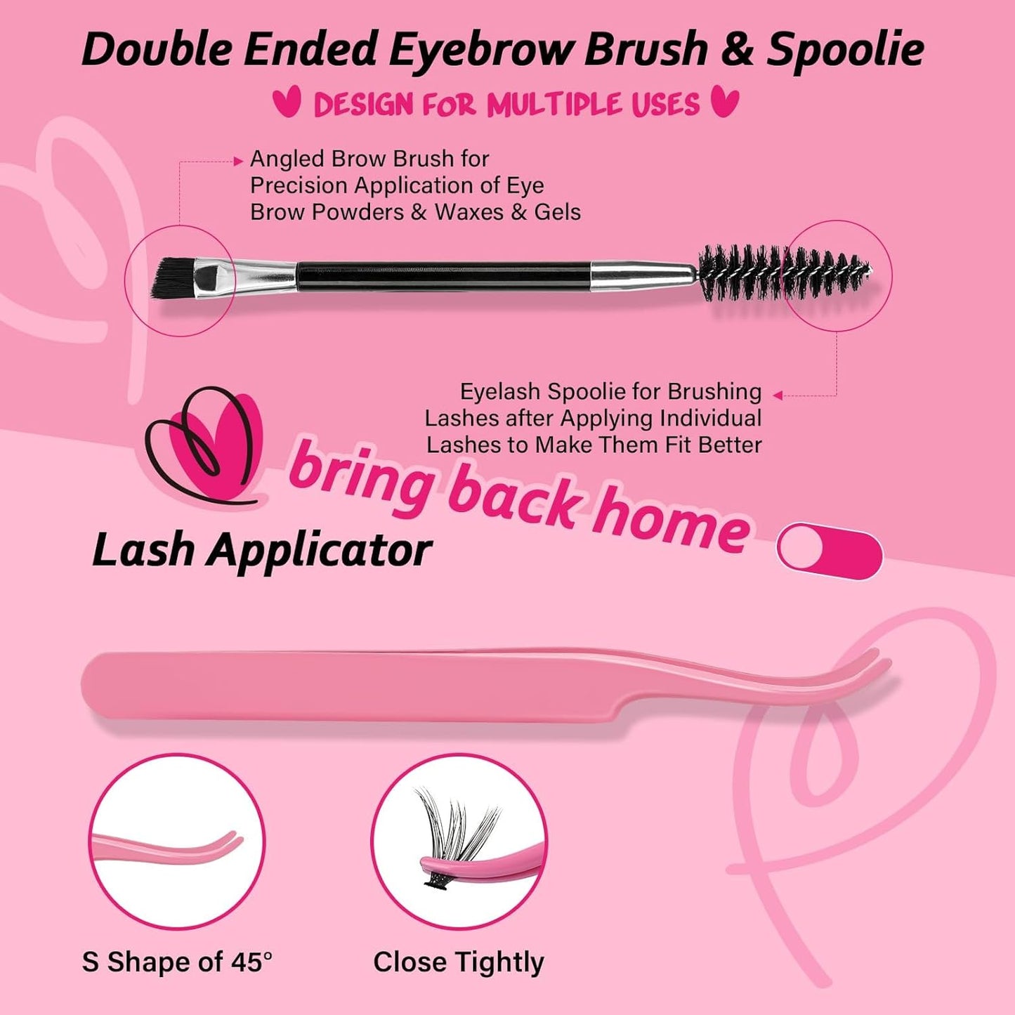 Lash Clusters Kit 280 Pcs Eyelash Clusters Lash Bond and Seal Lash Remover Lash Applicator Individual Lashes Kit Eyelash Brush Easy to Apply at Home(30D+40D-12-18mix Kit)