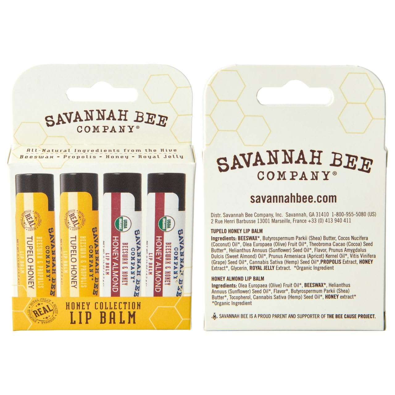 Savannah Bee Collection Lip Balm - Nourishes Dry Lips for All Day Comfort