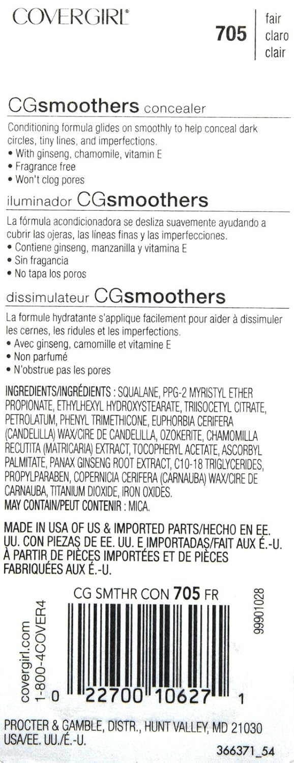 CoverGirl Smoothers Concealer, Fair [705], 0.14 oz (Pack of 2)