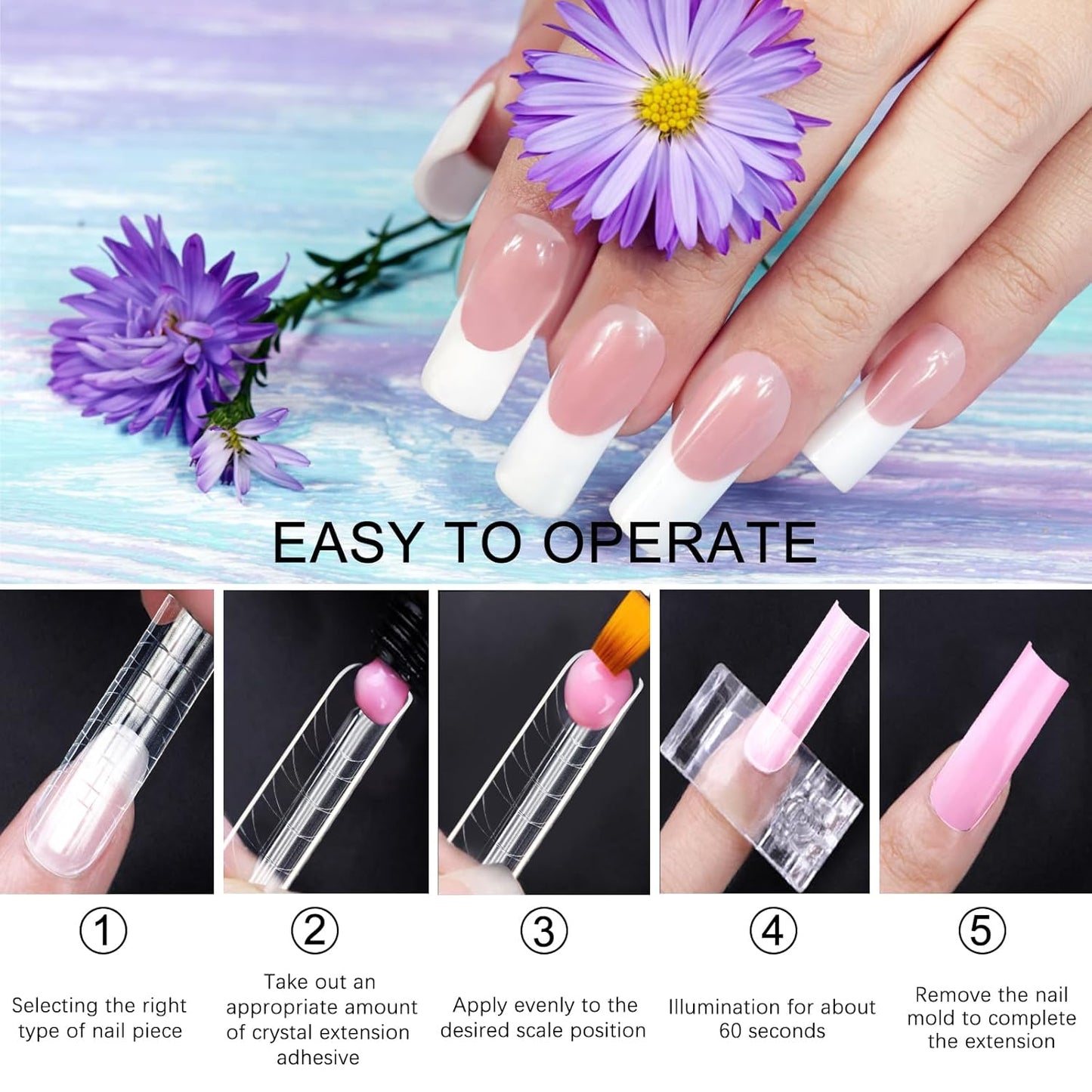 120 Pcs Poly Extension Gel Dual Nail Forms - Long U-Shaped Thickened Coffin Nail Molds for Gel Manicure & Salon DIY at Home