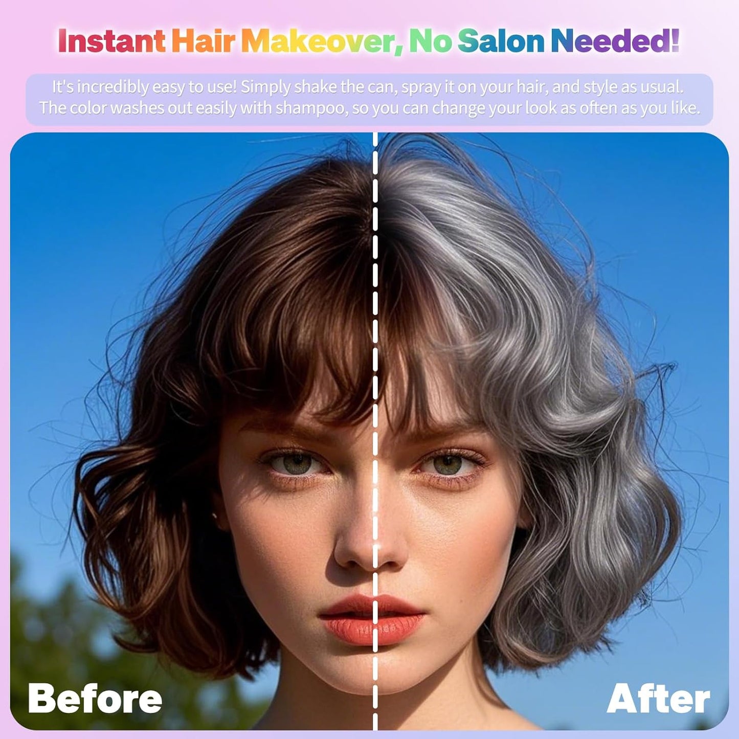 Gray Hair Spray,Hair Color Spray Dye,Grey Temporary Hair Color Spray for Kids Women Men,Sliver Gray Hair Color Spray Pomades,Washable Color Hair Spray for Party,Halloween,Cosplay(Gray)