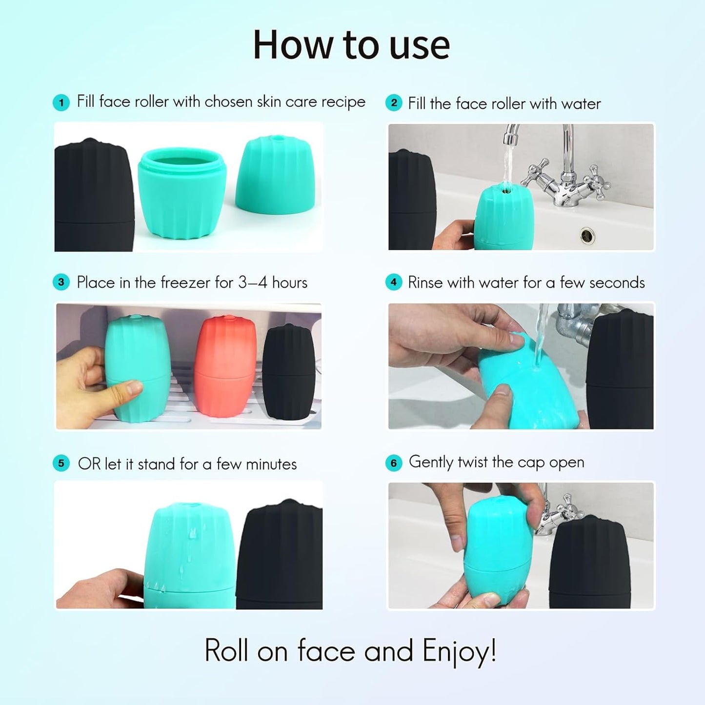 Ice Roller for Face, Qewro Silicone for Tone skin, Reusable Eye Puffiness Relief, Ice Roller Mold for Neck, Facial Roller to Remove Fine Lines Pores Anti Wrinkles (Green)