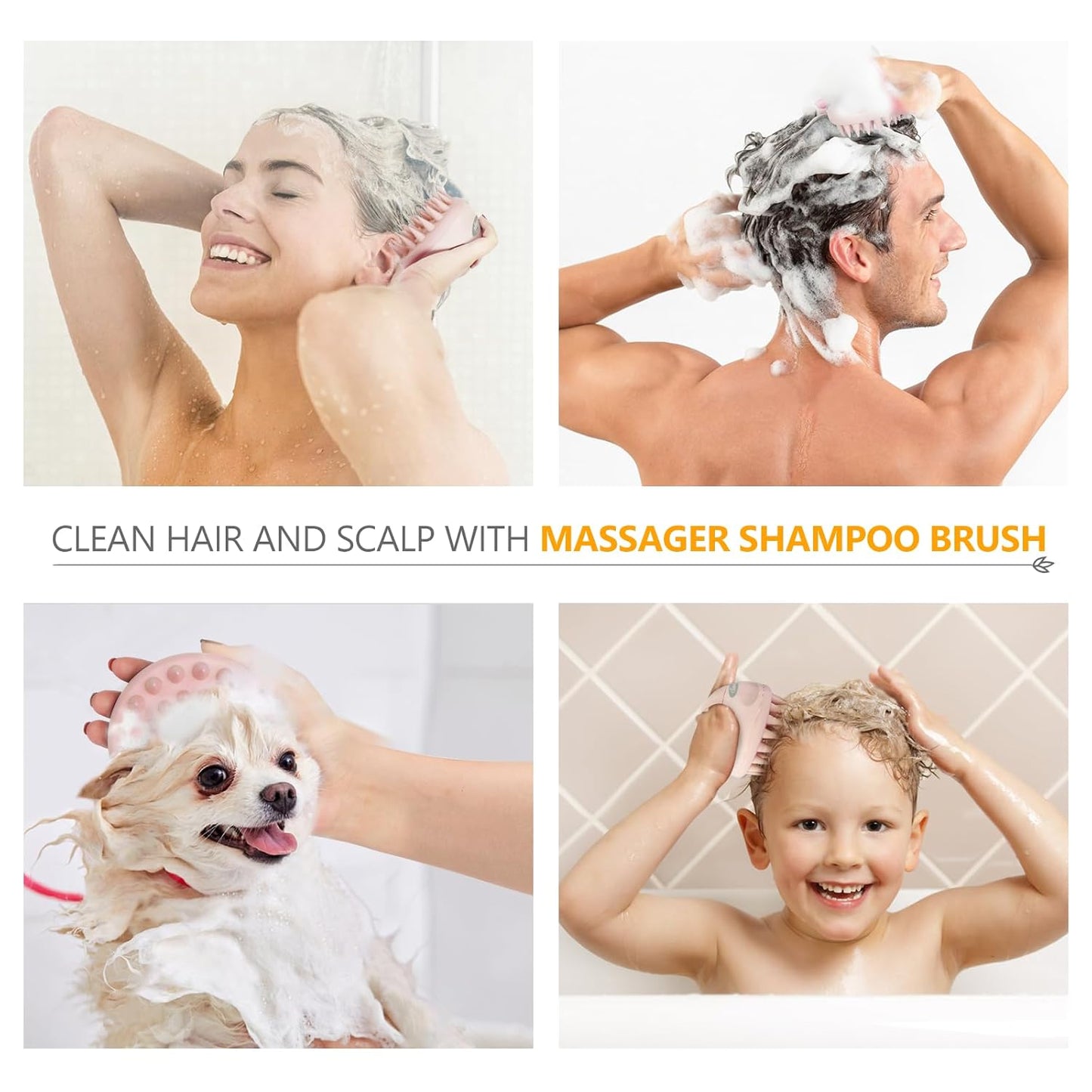 Sndyi Scalp Massager Shampoo Brush, Scalp Scrubber with Soft Silicone Bristles, Scalp Exfoliator for Dandruff Removal, Scalp Massager for Hair Growth, Wet Dry Hair Brush for Scalp Care, Pink