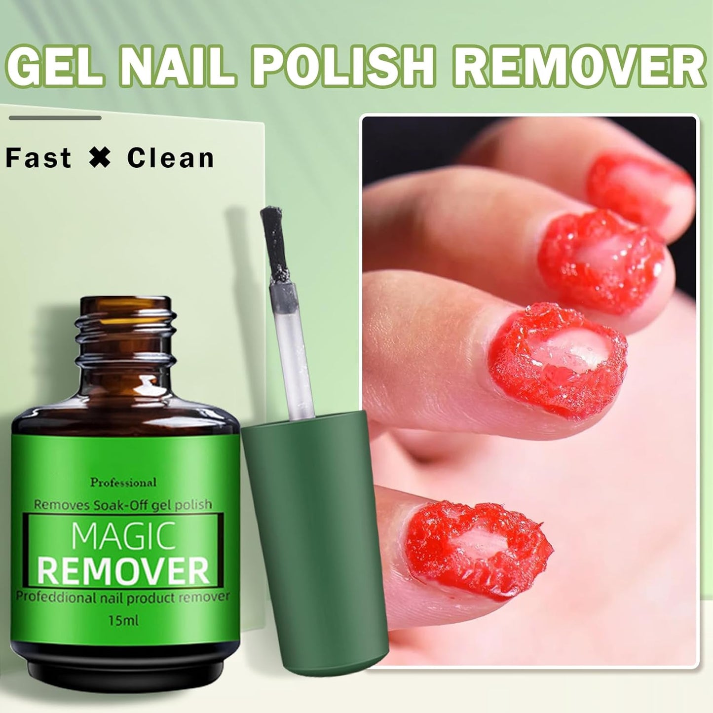 Magic Remover Gel Polish,3PCS Gel Nail Remover,Professional Gel Remover for Nails,Quickly and Easily Removedor de Esmalte Gel (15ML)