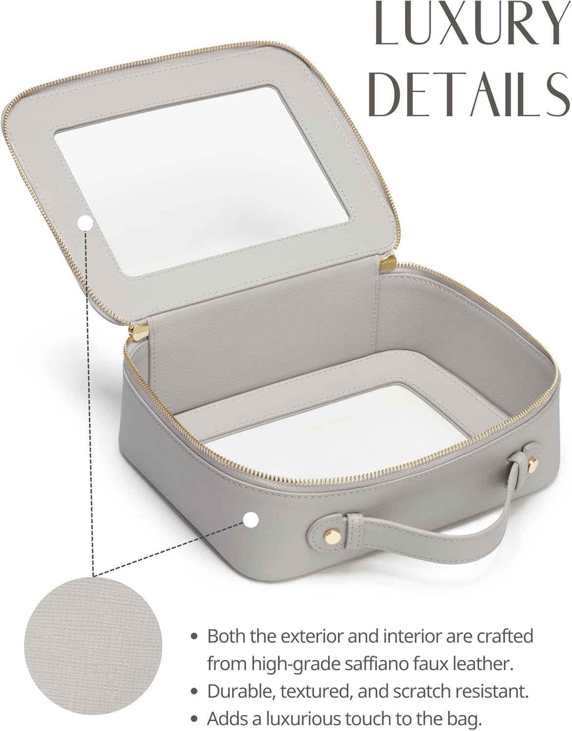 Popvibe Clear Makeup Bag Travel Cosmetic Case Transparent Toiletry Bag with Zipper, Portable Make Up Organizer Traveling Compact Car Bag for Essentials