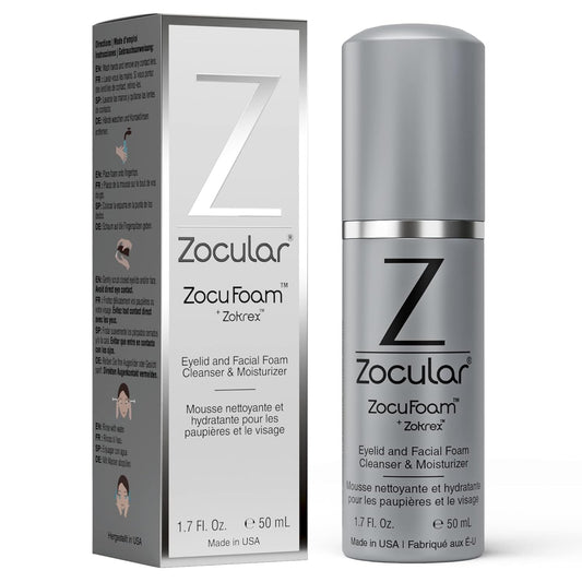 ZocuFoam Eyelid Cleanser - Foaming Eyelid Scrub - Natural pH Balanced Solution - 1.7 FL OZ (50mL)