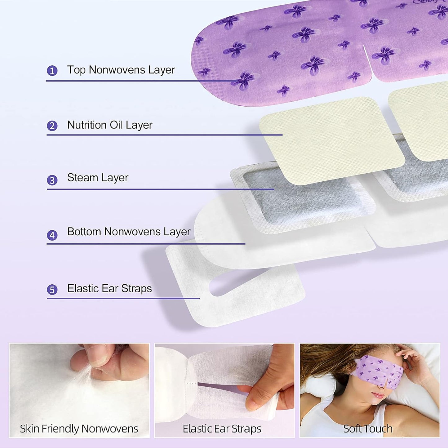 Serfeymi 16 Packs Steam Eye Masks,Disposable Self Heated Warm SPA Moist Eye Mask Compress Pad for Sleeping,Eye Fatigue Relief,Christmas Stocking Stuffers - Upgraded Lavender