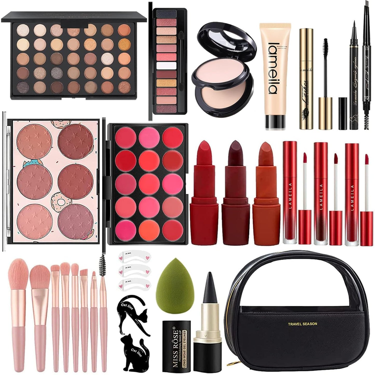 M All In One Full Makeup Kit,Multipurpose Women's Makeup Sets,Beginners and Professionals Alike,Easy to Carry (Black)