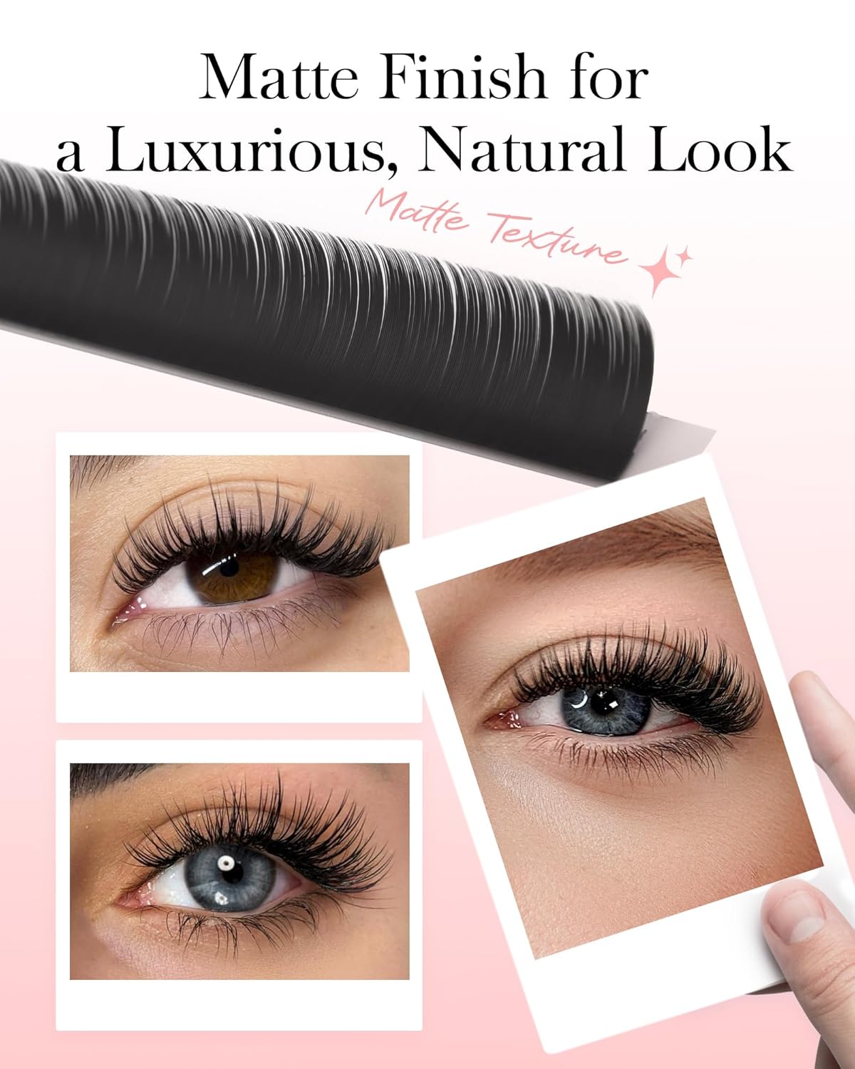 BEYELIAN Ellipse Flat Eyelash Extension, 16 Rows 0.20mm C Curl 7-15mm Mixed Length Lash Extension Matte Black Professional Eyelash Extension Supplies for Salon Use