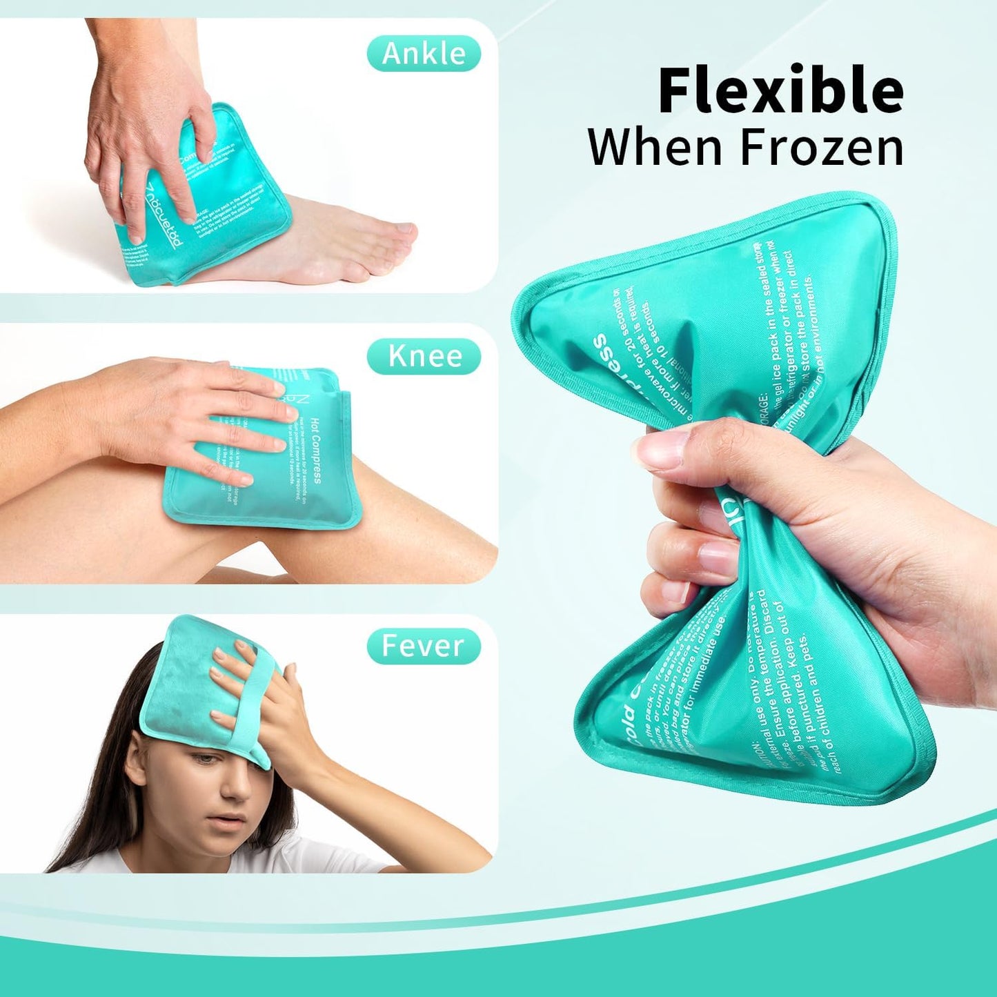 Gel Ice Pack for Injuries Reusable Soft Freezer Ice Bag with Strap- Hot Cold Compress Packs for Swelling Bruises Surgery Knee Shoulder Foot Back Ankle Neck Elbow Wisdom Tooth-1 Pack