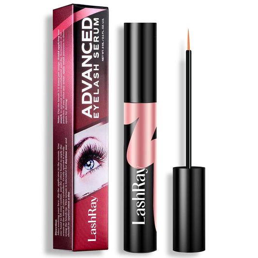 Advanced Lash Serum for Eyelash Growth: LashRay Eye Lash Enhancing Serum to Grow Longer Thicker Eyelashes and Eyebrows for Women, 0.1 oz