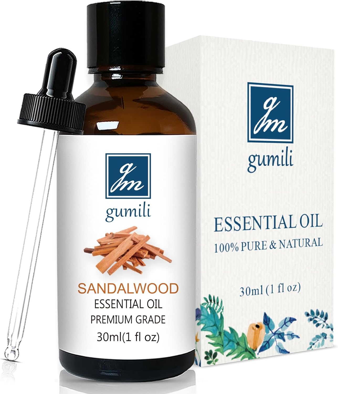 Sandalwood Essential Oil, Home Fragrance Oil Scent Oils for Perfume, Diffuser, Skin, Hair, Roll On - 1 Oz