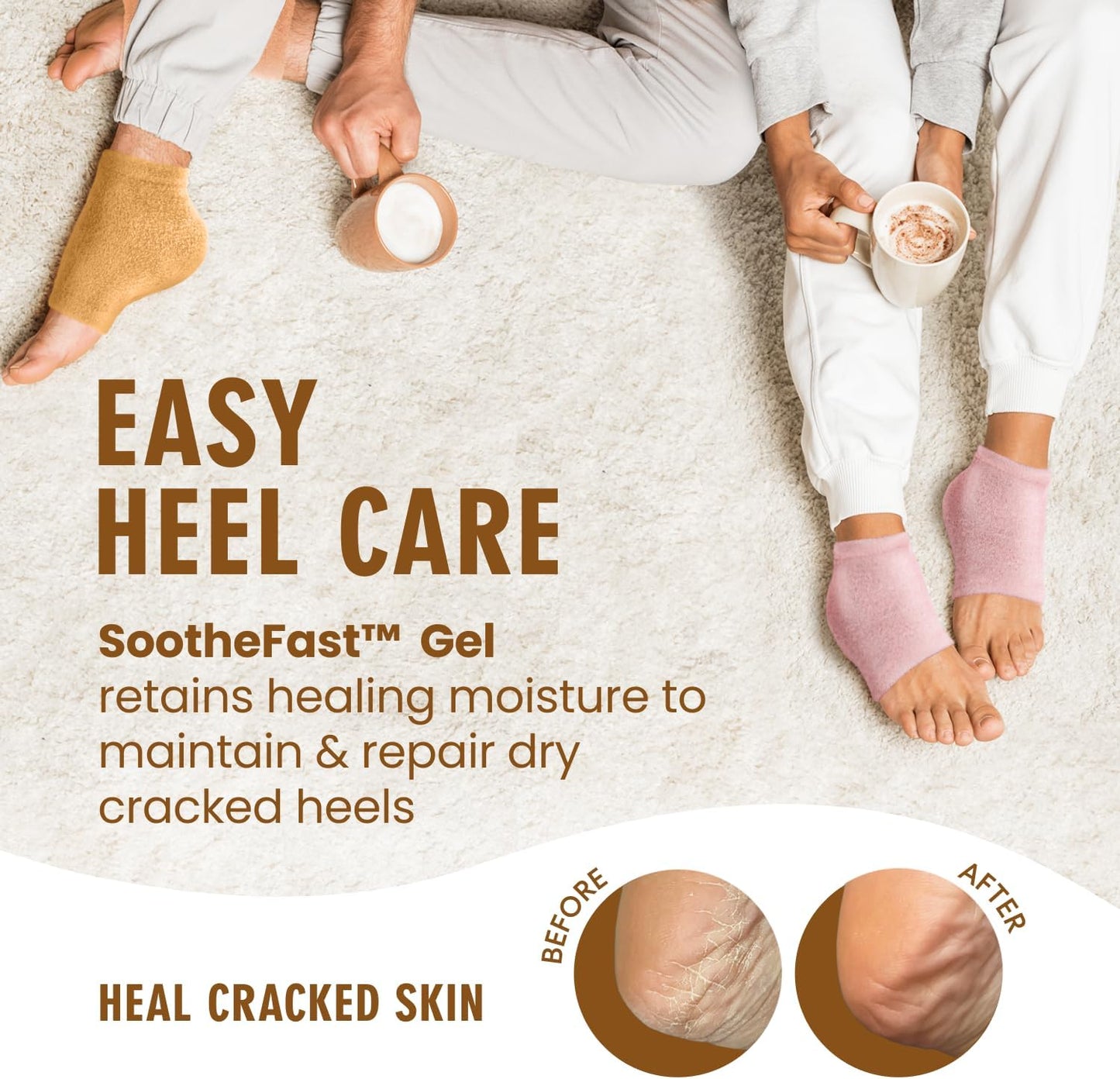 Dr. Frederick's Original Moisturizing Fuzzy Heel Socks - 2 Pairs - Cozy Gel-Lined Sleep Socks for Women & Men - Soothes Dry, Cracked Feet - Heel Repair - Citrus Glow