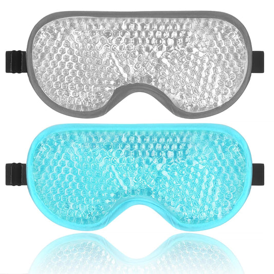 BeeVines Gel Eye Mask, 2 Pack Cooling Ice Masks for Puffy Eyes for Men & Women, Cold & Warm Compress for Post Surgery, Puffiness, Allergies Treatment(Blue & Gray)