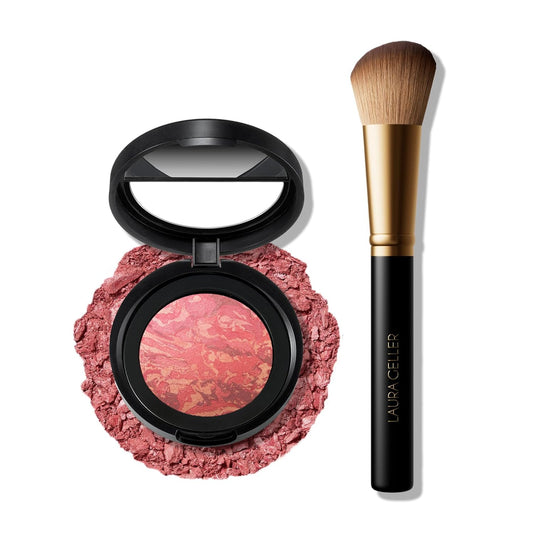 LAURA GELLER NEW YORK Baked Blush-n-Brighten Marbleized Blush + Angled Brush (11 Summer Orchid, 47mm)