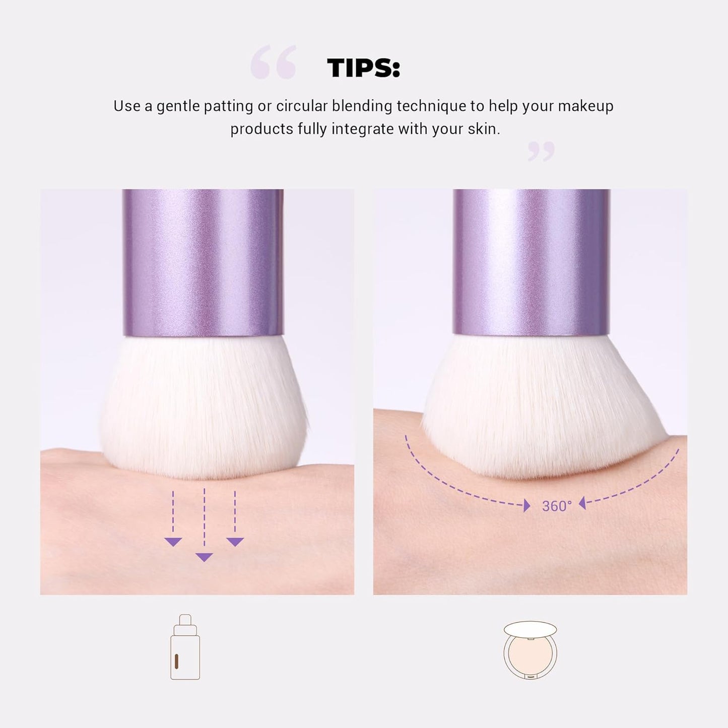 Jessup Professional Foundation Brush for Liquid, Cream and Powder, Large Dense Face Makeup Brush for Natural Flawless Finish, Luxury Purple AS004