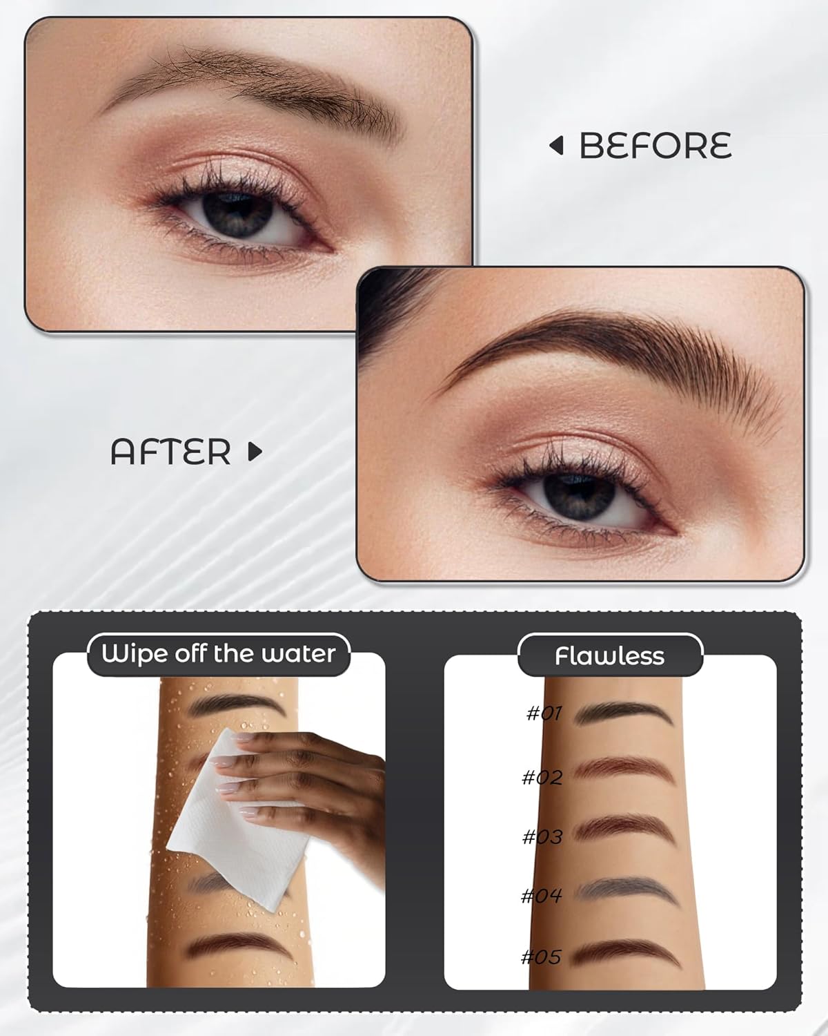 12Pcs Microblading Eyebrow Pencils Deep Brown Waterproof Eye Brow Pencil w/Eye Brow Razor & Scissors Kit 0.5mm Ultra-Fine Tip Creates Hair-Like Strokes for Women Effortless Natural Brows