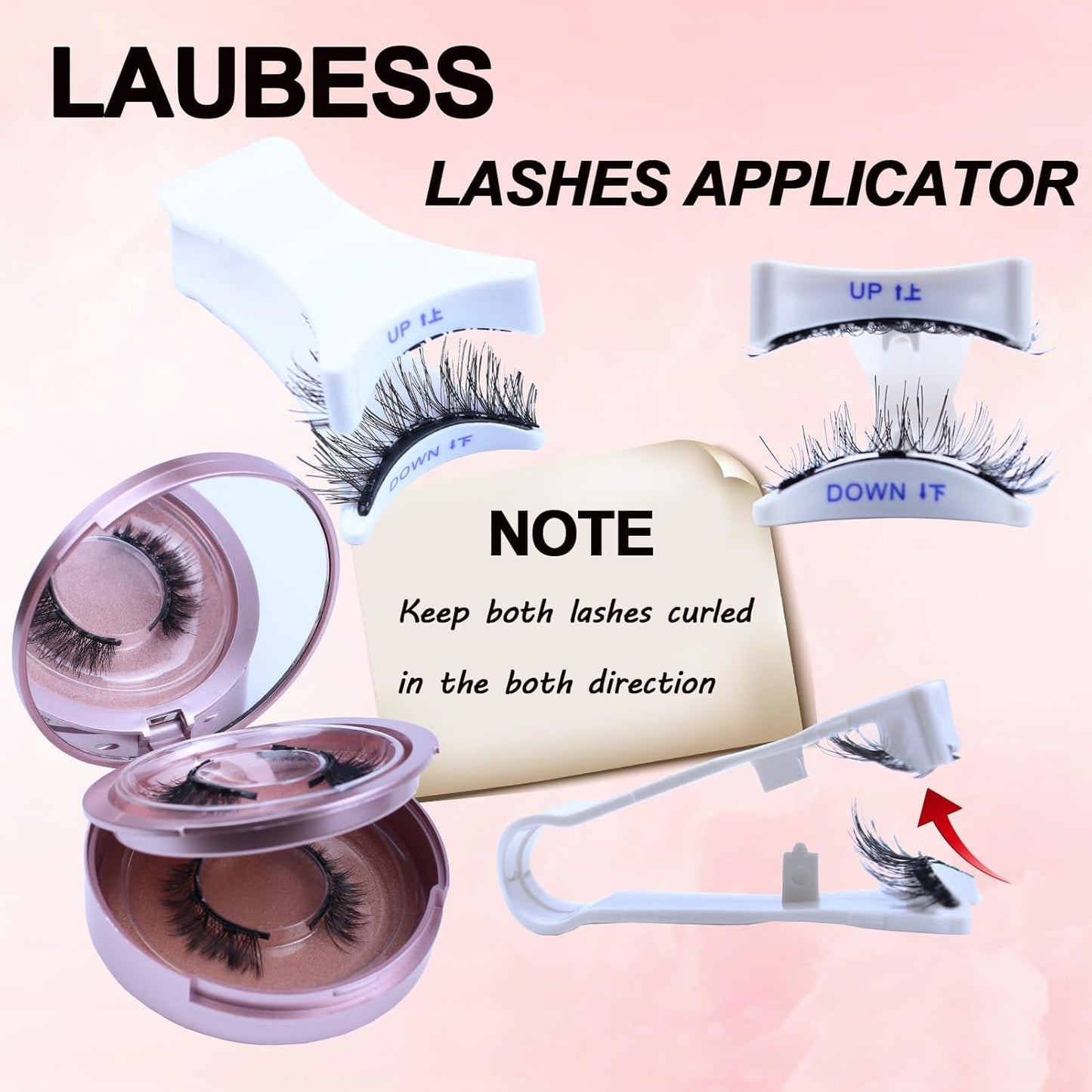 LAUBESS Magnetic Eyelashes with Applicator 2 Pair No Glue Needed Natural Look Magnetic Lashes Easy to Wear and Remove(L02/L04)