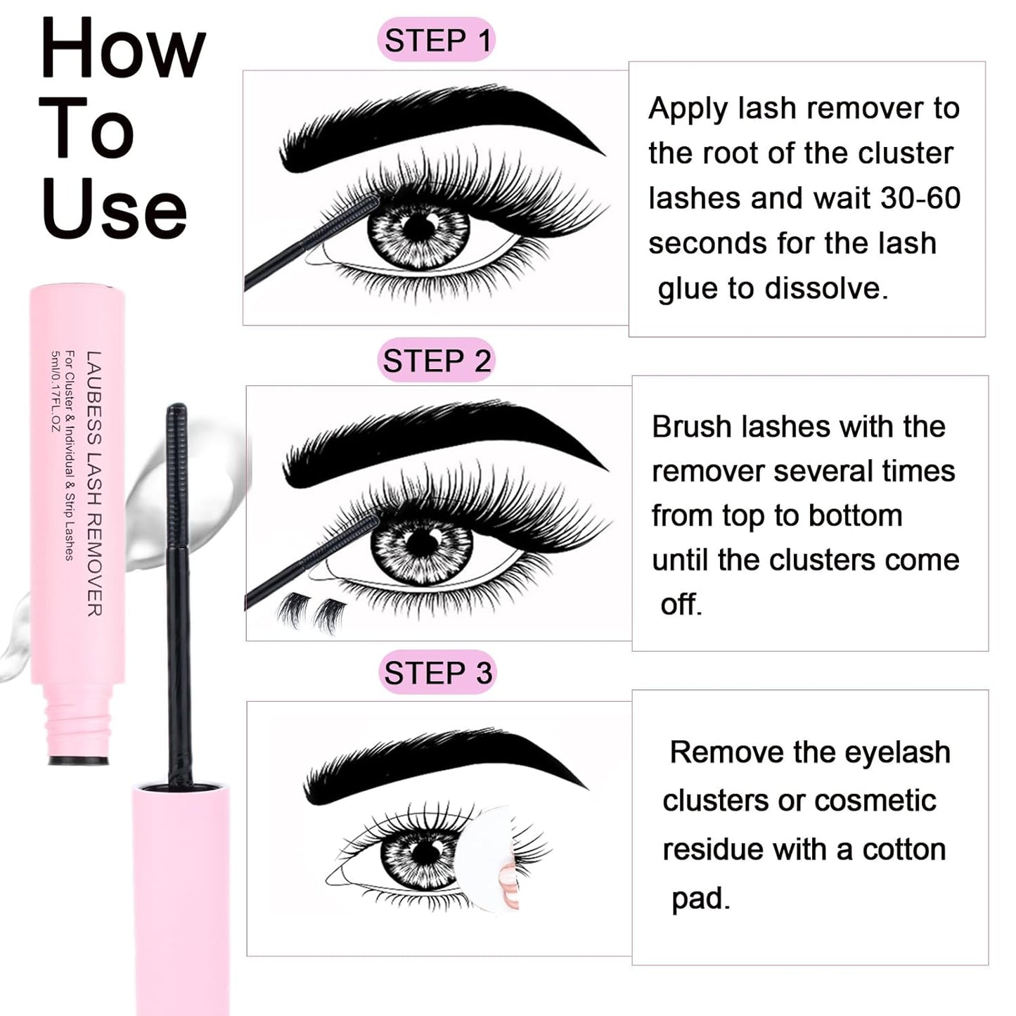 Lash Extension Kit LAUBESS Lash Clusters Kit Cluster Eyelash Extensions Kit Eyelash Clusters Lash Bond and Seal Waterproof Tweezers Brush Lash Glue Remover (Kit 30D-D-Mix9-16)
